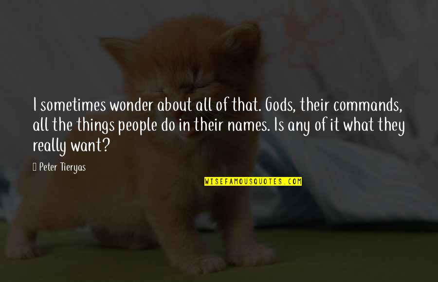 Cute Naughty Love Quotes By Peter Tieryas: I sometimes wonder about all of that. Gods,