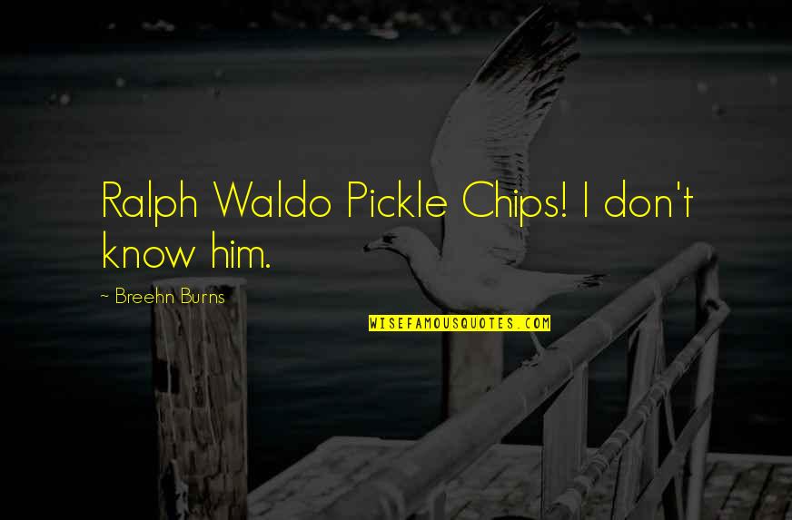 Cute Over Him Quotes By Breehn Burns: Ralph Waldo Pickle Chips! I don't know him.