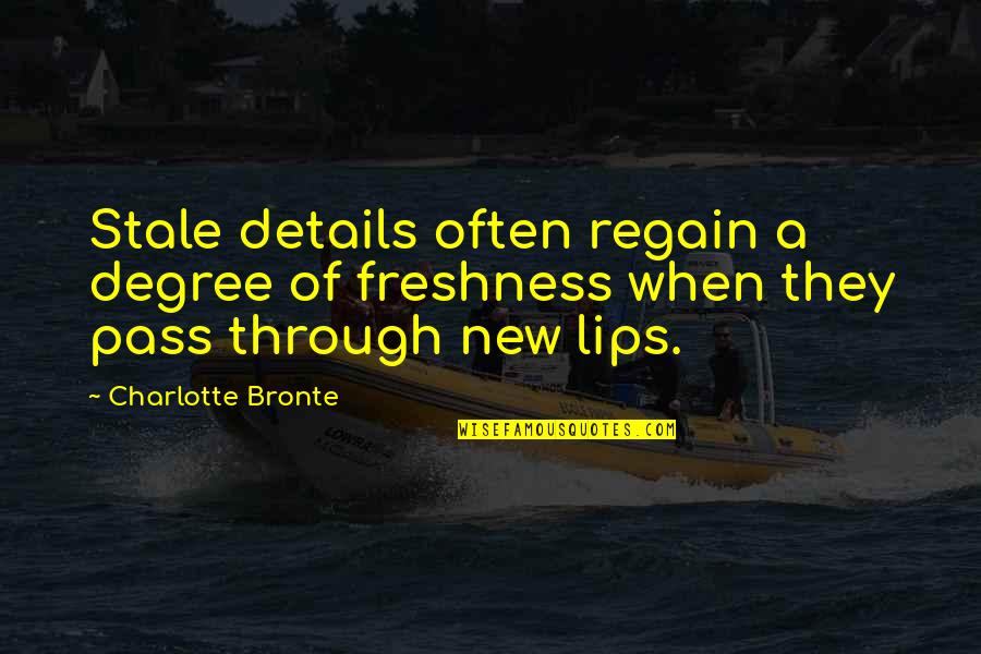 Cute Samoan Quotes By Charlotte Bronte: Stale details often regain a degree of freshness