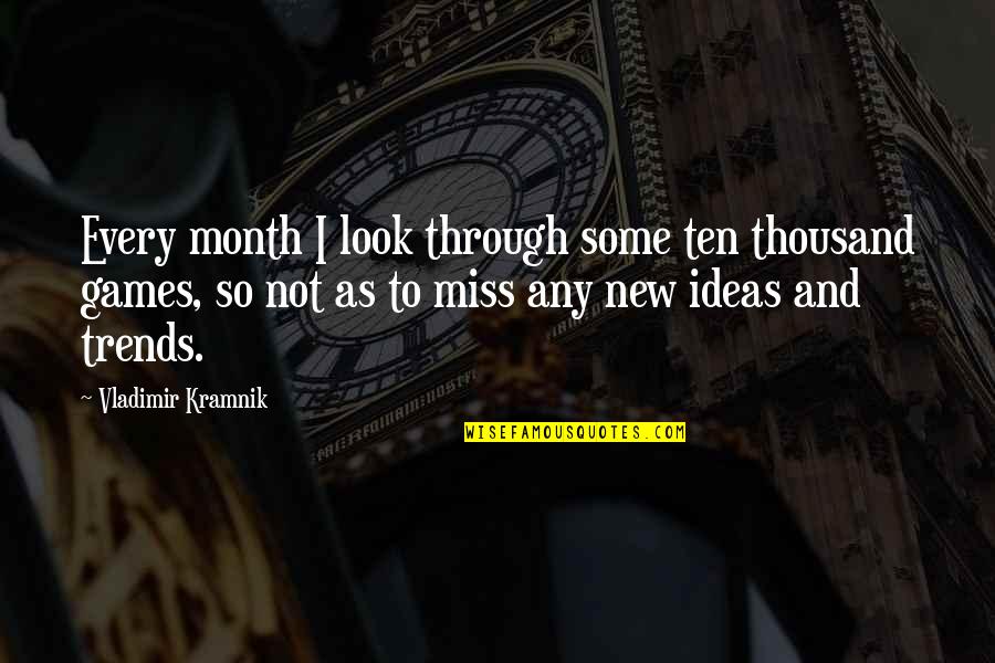 Cute Selfie Quotes By Vladimir Kramnik: Every month I look through some ten thousand