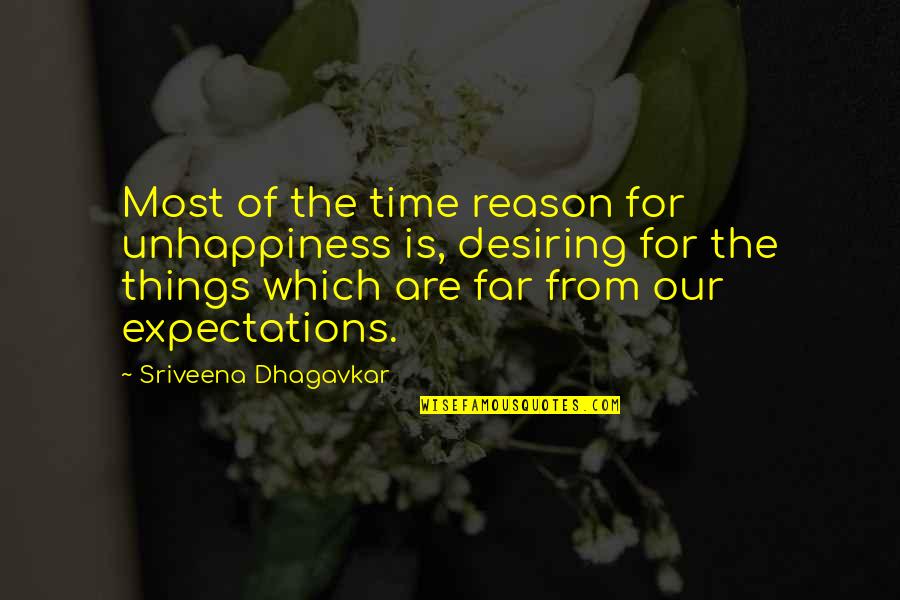 Cute Short Grandma Quotes By Sriveena Dhagavkar: Most of the time reason for unhappiness is,