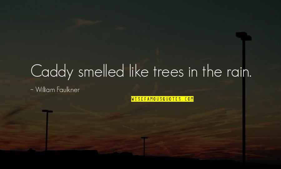 Cute Teething Quotes By William Faulkner: Caddy smelled like trees in the rain.