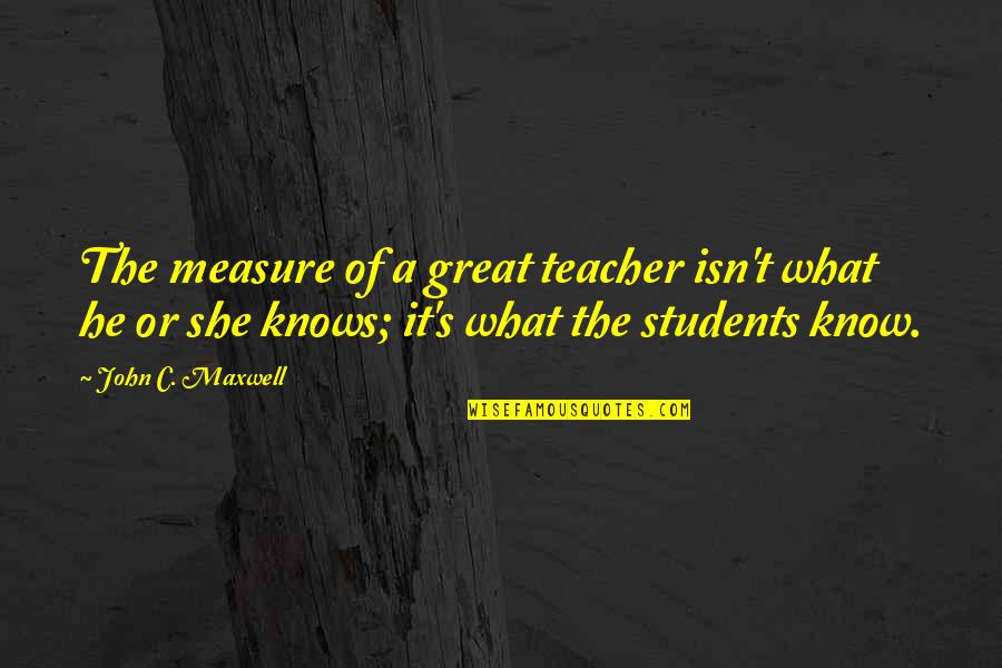 Cute Will You Be Mine Quotes By John C. Maxwell: The measure of a great teacher isn't what