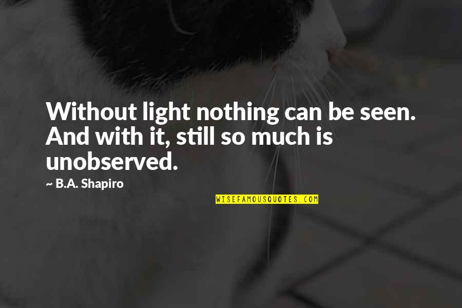 Cutest Thing Since Quotes By B.A. Shapiro: Without light nothing can be seen. And with