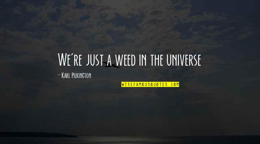 Cutmarks Quotes By Karl Pilkington: We're just a weed in the universe Cutmarks Quotes By Karl Pilkington: We're just a weed in the universe