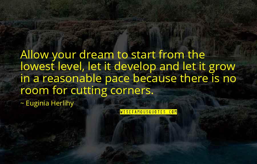 Cutting Corners Quotes By Euginia Herlihy: Allow your dream to start from the lowest