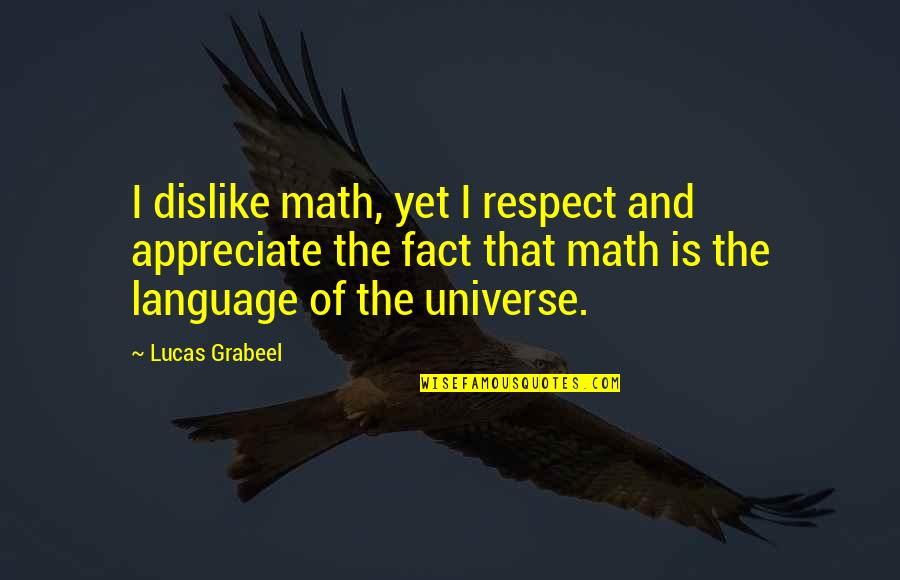 Cuvinte Derivate Quotes By Lucas Grabeel: I dislike math, yet I respect and appreciate