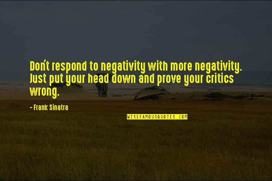 Cuypers Steven Quotes By Frank Sinatra: Don't respond to negativity with more negativity. Just Cuypers Steven Quotes By Frank Sinatra: Don't respond to negativity with more negativity. Just