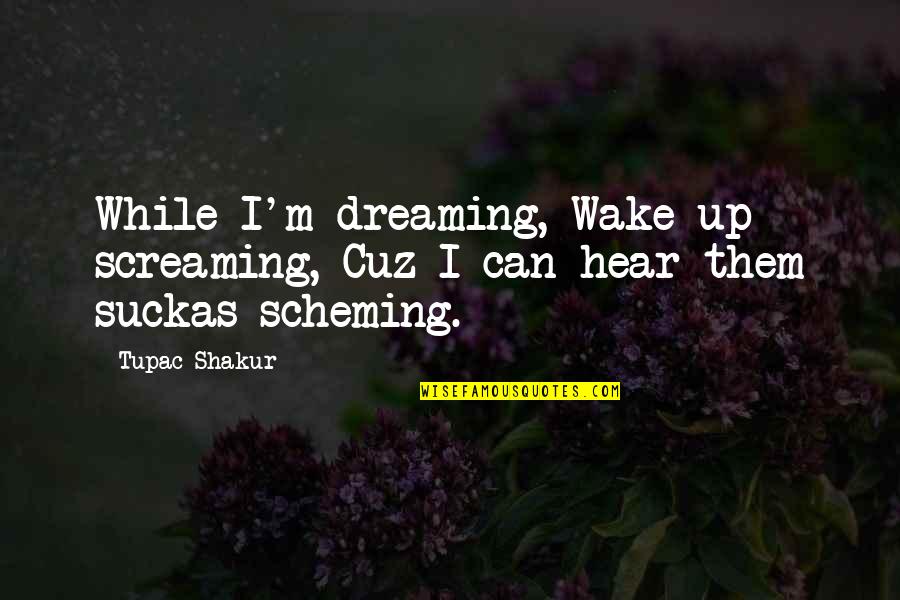 Cuz Quotes By Tupac Shakur: While I'm dreaming, Wake up screaming, Cuz I