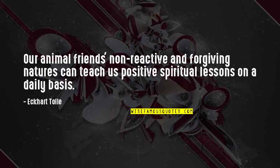 Cyberbullied A Autism Quotes By Eckhart Tolle: Our animal friends' non-reactive and forgiving natures can Cyberbullied A Autism Quotes By Eckhart Tolle: Our animal friends' non-reactive and forgiving natures can