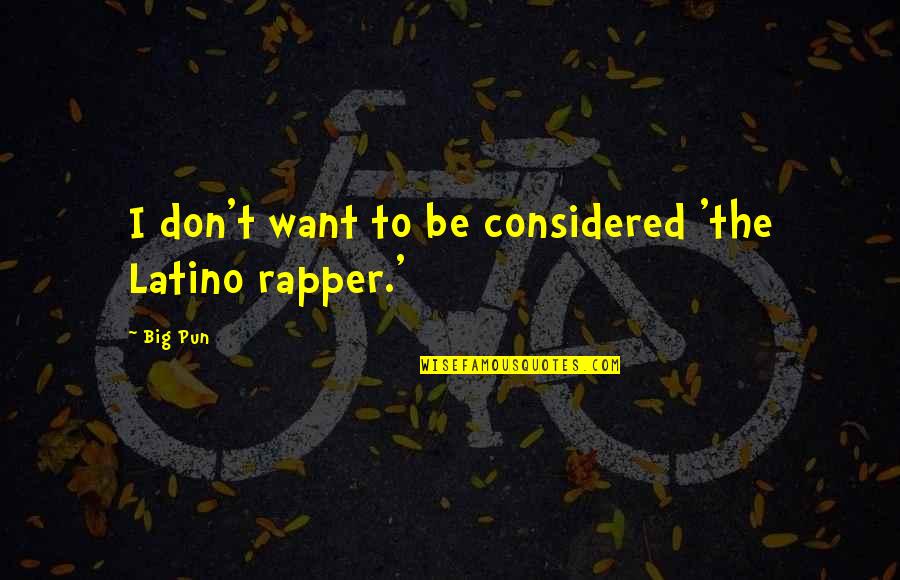 Cyberfiction Quotes By Big Pun: I don't want to be considered 'the Latino