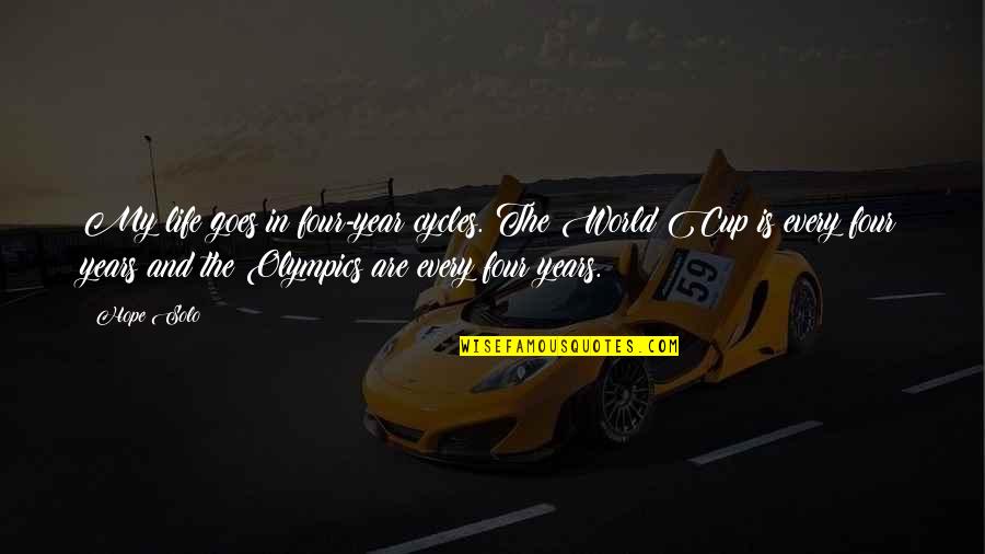 Cycles Of Life Quotes By Hope Solo: My life goes in four-year cycles. The World