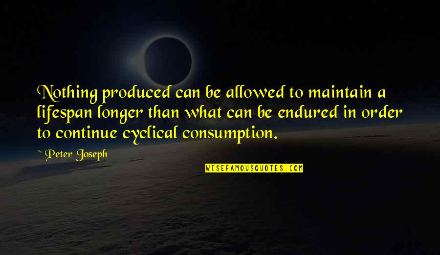 Cyclical Quotes By Peter Joseph: Nothing produced can be allowed to maintain a