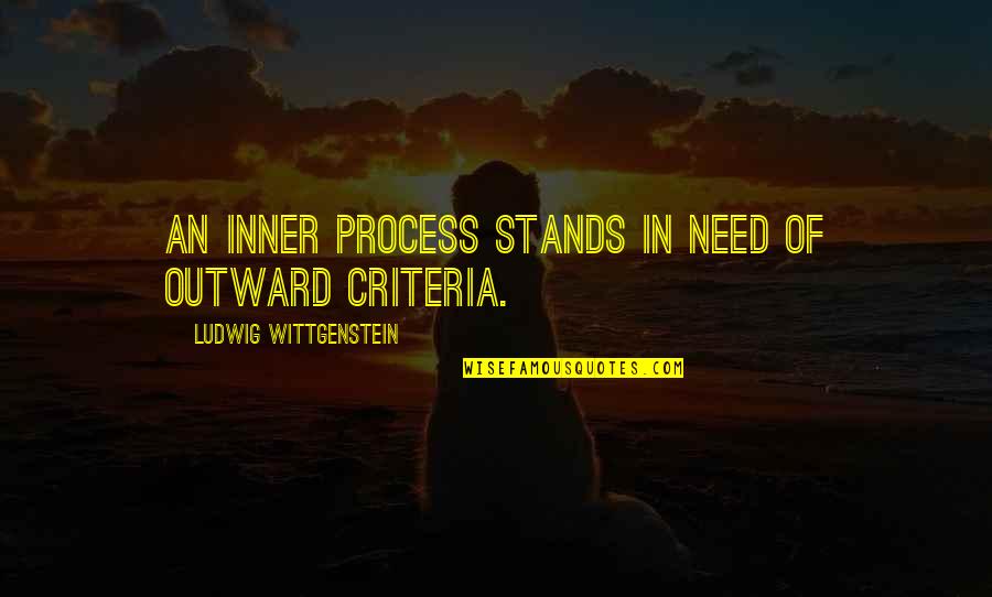 Cyclone Tracy Quotes By Ludwig Wittgenstein: An inner process stands in need of outward Cyclone Tracy Quotes By Ludwig Wittgenstein: An inner process stands in need of outward