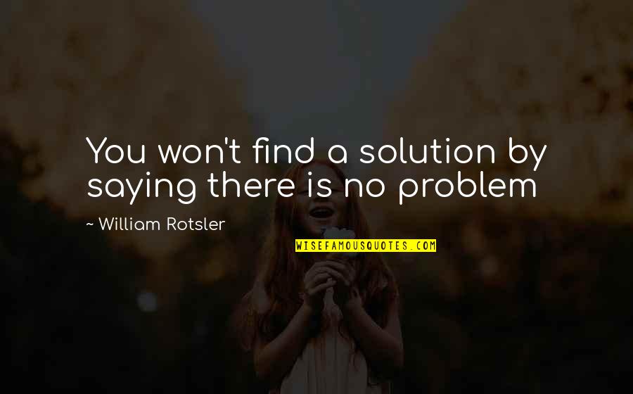 Cygnes Quotes By William Rotsler: You won't find a solution by saying there
