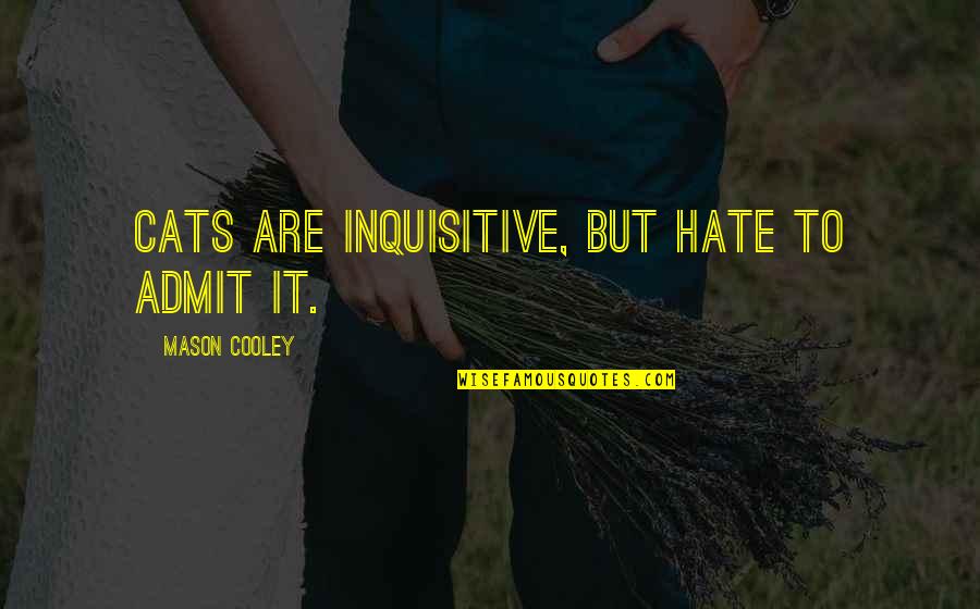 Cylcle Works Quotes By Mason Cooley: Cats are inquisitive, but hate to admit it. Cylcle Works Quotes By Mason Cooley: Cats are inquisitive, but hate to admit it.