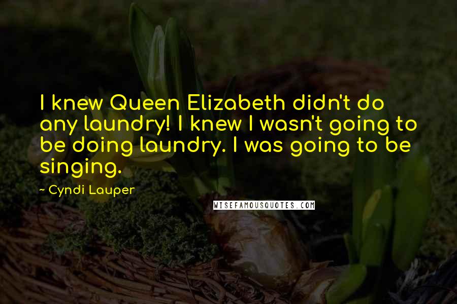 Cyndi Lauper quotes: I knew Queen Elizabeth didn't do any laundry! I knew I wasn't going to be doing laundry. I was going to be singing.