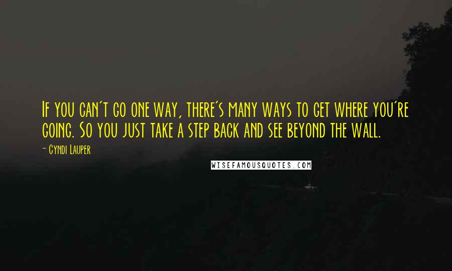 Cyndi Lauper quotes: If you can't go one way, there's many ways to get where you're going. So you just take a step back and see beyond the wall.