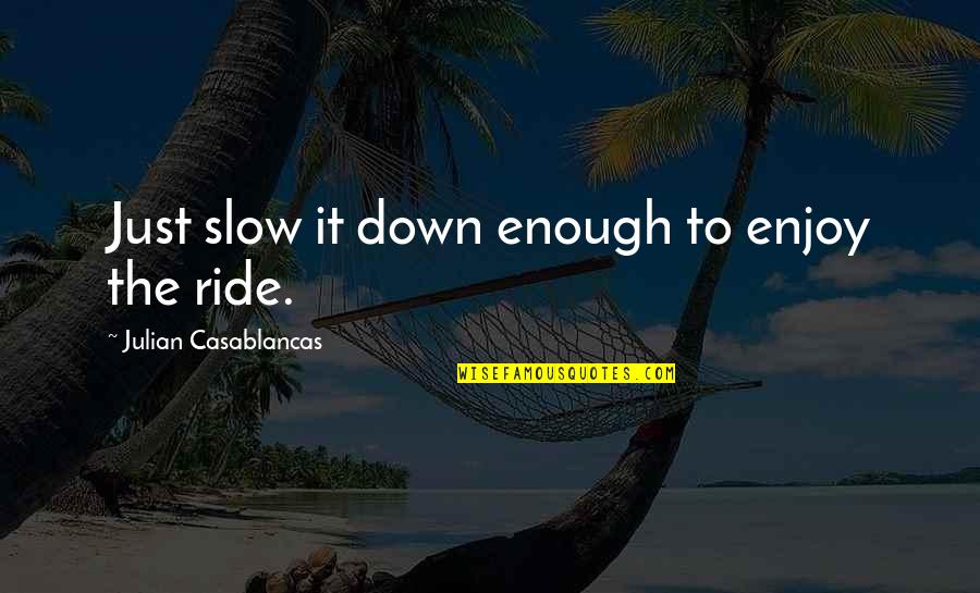 Cynicism And Sarcasm Quotes By Julian Casablancas: Just slow it down enough to enjoy the