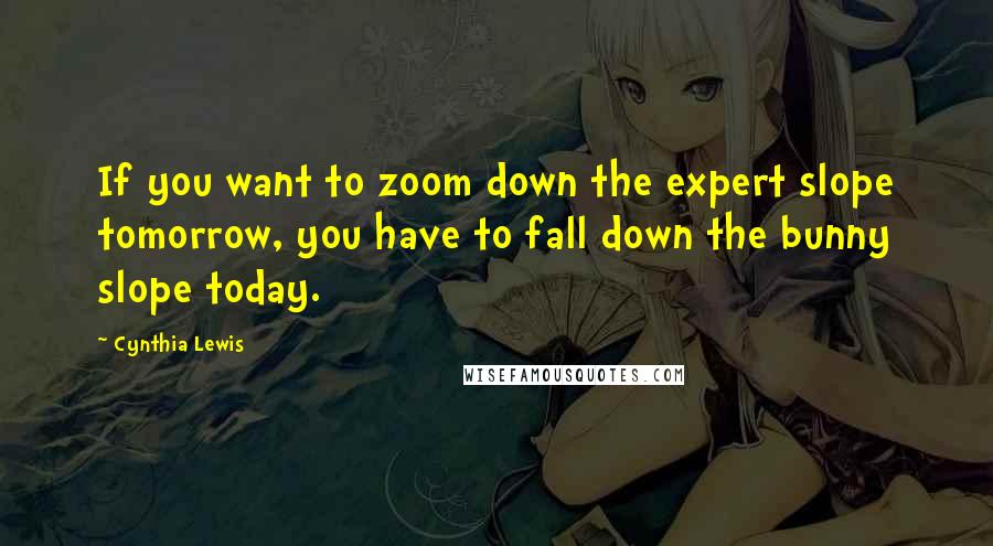 Cynthia Lewis quotes: If you want to zoom down the expert slope tomorrow, you have to fall down the bunny slope today.