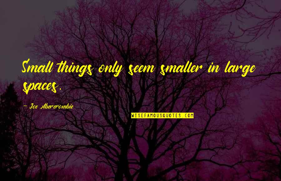 Cyril Of Jerusalem Quotes By Joe Abercrombie: Small things only seem smaller in large spaces. Cyril Of Jerusalem Quotes By Joe Abercrombie: Small things only seem smaller in large spaces.