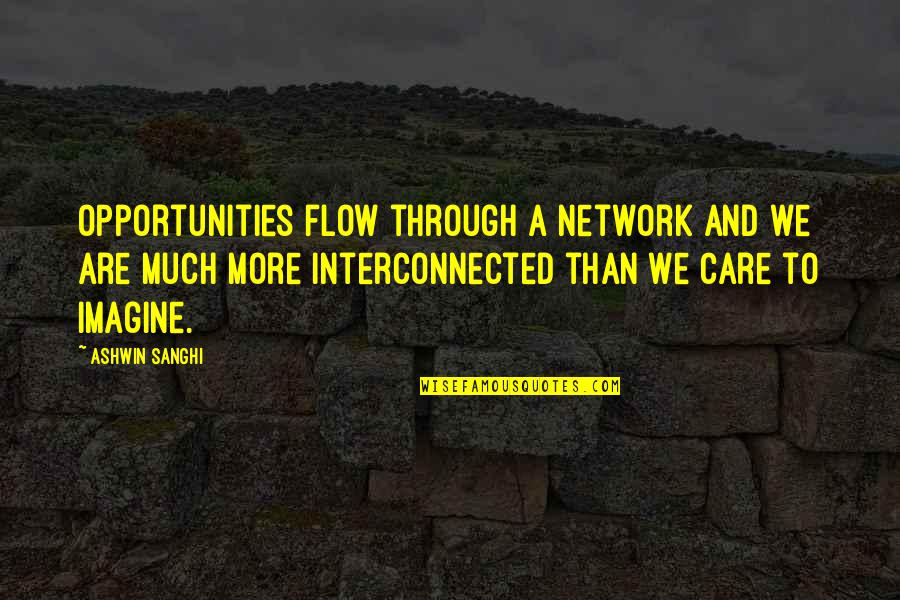 Cyro Baptista Quotes By Ashwin Sanghi: Opportunities flow through a network and we are Cyro Baptista Quotes By Ashwin Sanghi: Opportunities flow through a network and we are