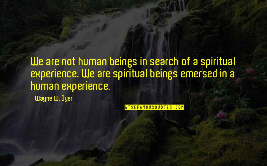 Cyropaedia Summary Quotes By Wayne W. Dyer: We are not human beings in search of