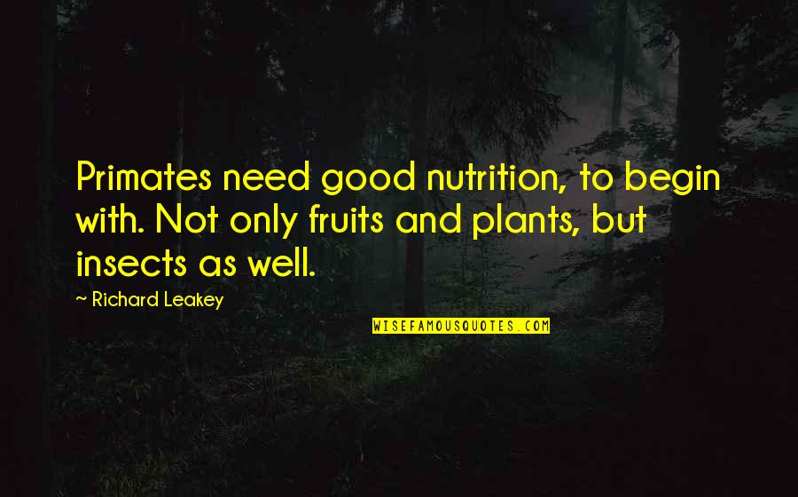 Czar Nicholas Ii Quotes By Richard Leakey: Primates need good nutrition, to begin with. Not