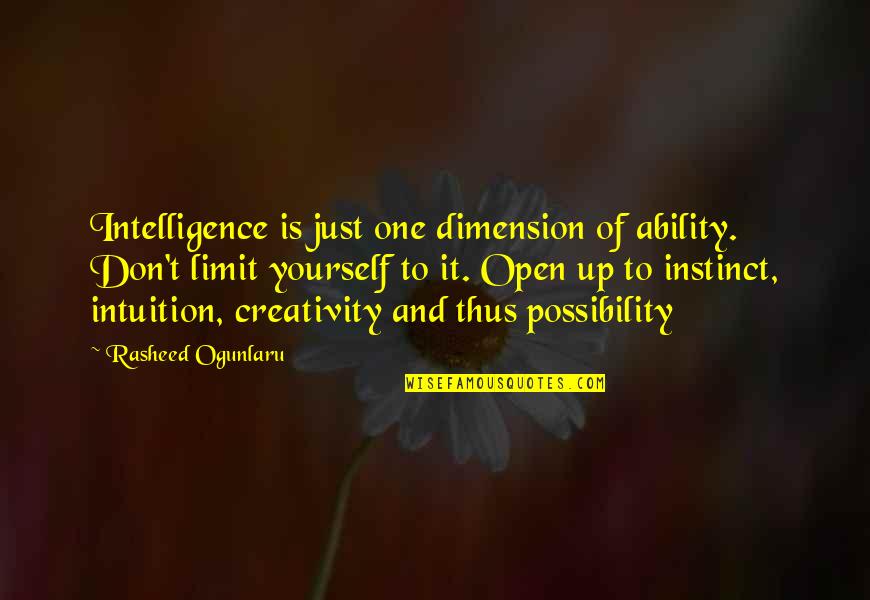 Czarism Quotes By Rasheed Ogunlaru: Intelligence is just one dimension of ability. Don't
