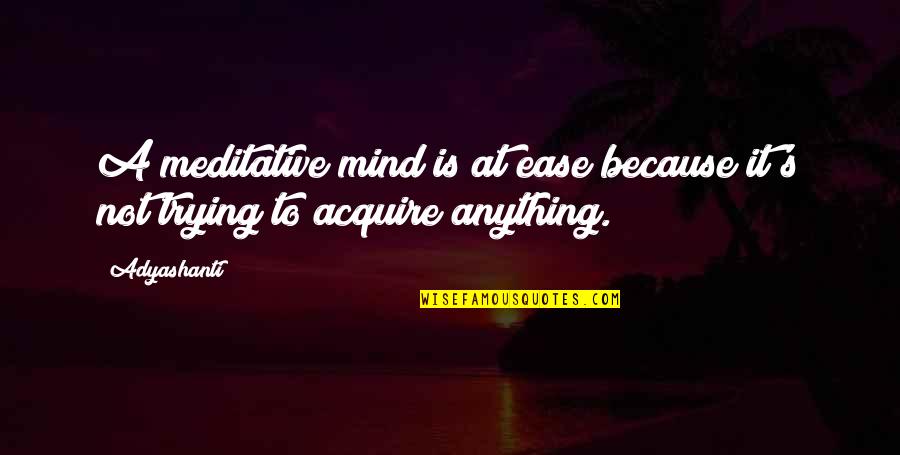Czeisler Talk Quotes By Adyashanti: A meditative mind is at ease because it's