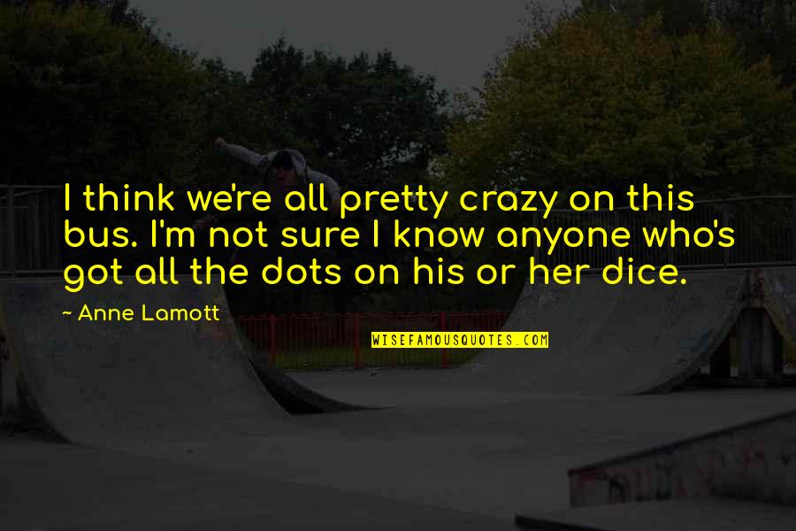 Czerniak Oka Quotes By Anne Lamott: I think we're all pretty crazy on this
