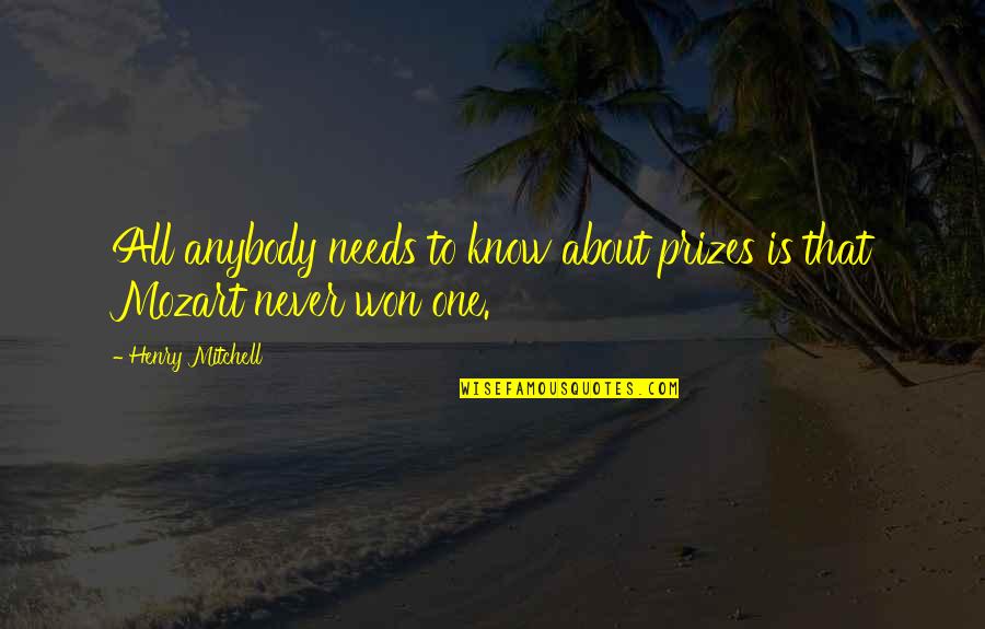 D H Lawrence Famous Quotes By Henry Mitchell: All anybody needs to know about prizes is D H Lawrence Famous Quotes By Henry Mitchell: All anybody needs to know about prizes is