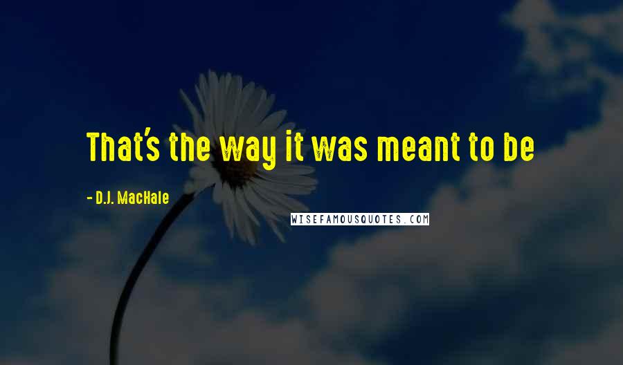 D.J. MacHale quotes: That's the way it was meant to be