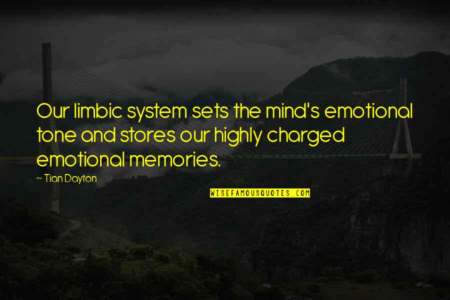 D K Stores Quotes By Tian Dayton: Our limbic system sets the mind's emotional tone D K Stores Quotes By Tian Dayton: Our limbic system sets the mind's emotional tone