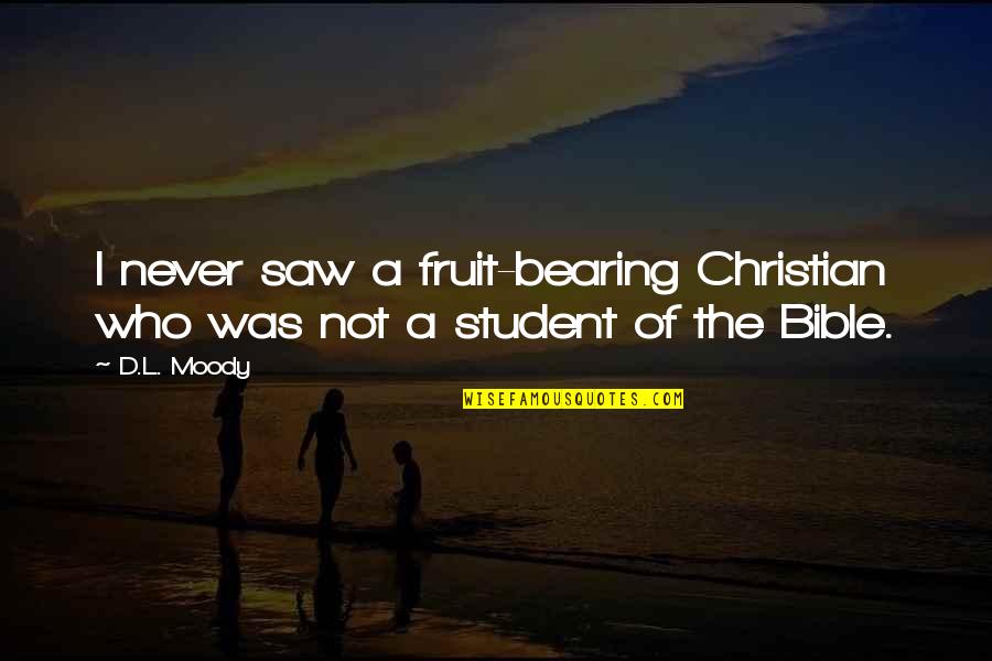 D L Moody Quotes By D.L. Moody: I never saw a fruit-bearing Christian who was