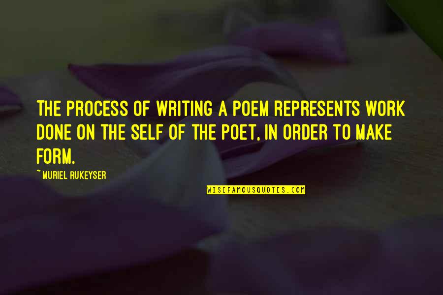 D Lest E De Son Teignoir Quotes By Muriel Rukeyser: The process of writing a poem represents work