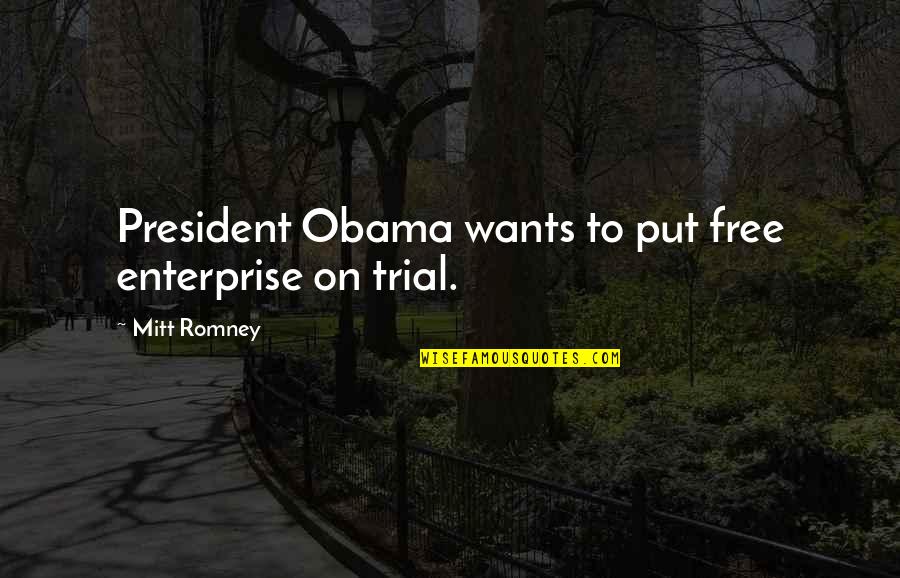 D M Enterprise Quotes By Mitt Romney: President Obama wants to put free enterprise on