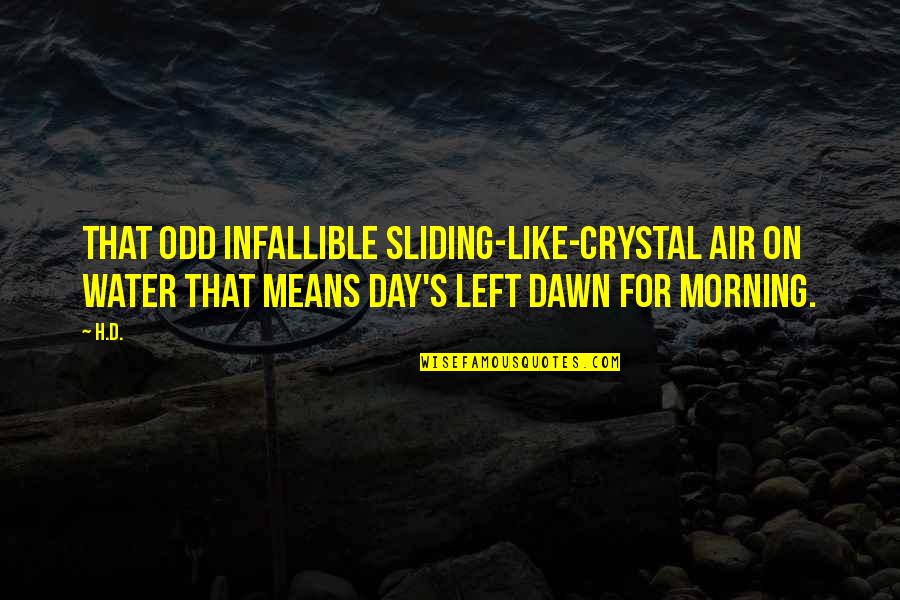D Morning Quotes By H.D.: That odd infallible sliding-like-crystal air on water that