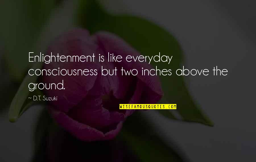 D T Suzuki Quotes By D.T. Suzuki: Enlightenment is like everyday consciousness but two inches