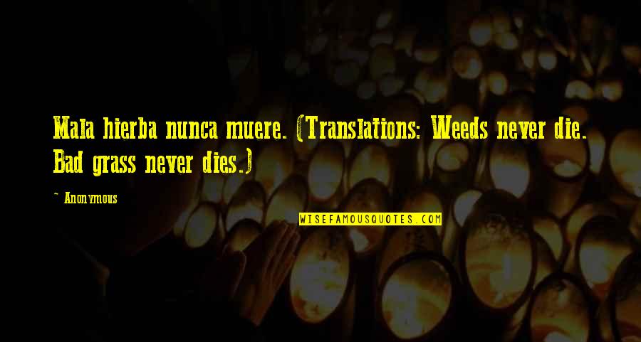 D T Translations Quotes By Anonymous: Mala hierba nunca muere. (Translations: Weeds never die.