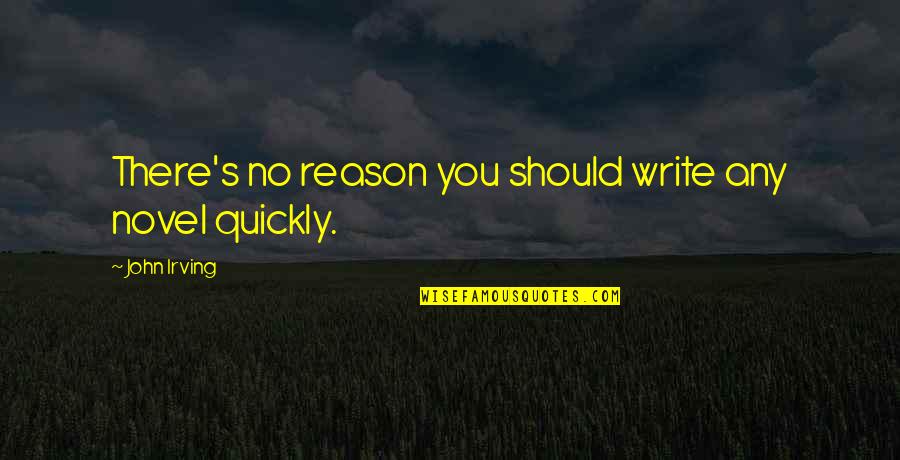 D Tendre Un Lastique Quotes By John Irving: There's no reason you should write any novel D Tendre Un Lastique Quotes By John Irving: There's no reason you should write any novel