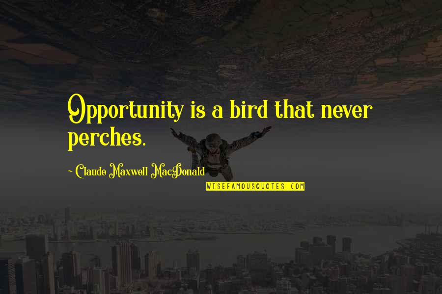 Dabang Style Quotes By Claude Maxwell MacDonald: Opportunity is a bird that never perches.