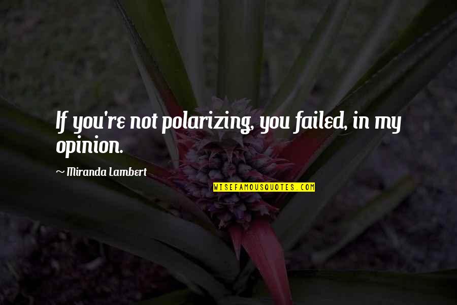 Dabbrook Quotes By Miranda Lambert: If you're not polarizing, you failed, in my Dabbrook Quotes By Miranda Lambert: If you're not polarizing, you failed, in my