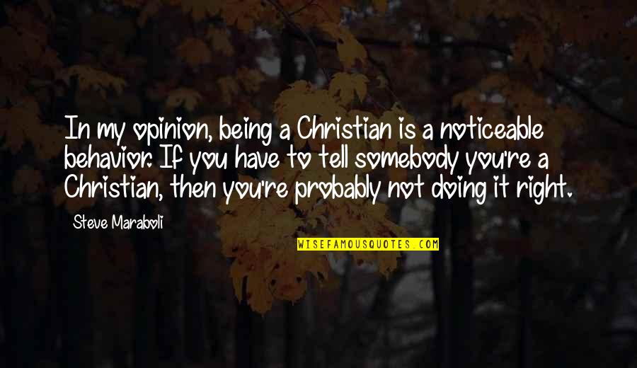 Daby Balde Quotes By Steve Maraboli: In my opinion, being a Christian is a