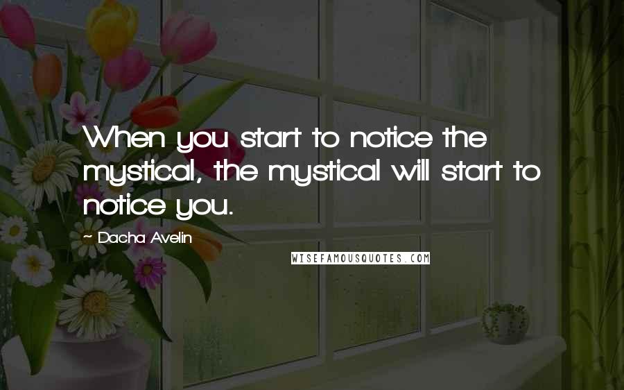 Dacha Avelin quotes: When you start to notice the mystical, the mystical will start to notice you.