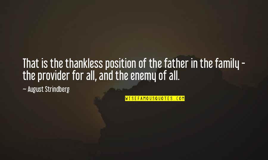 Dad And Family Quotes By August Strindberg: That is the thankless position of the father