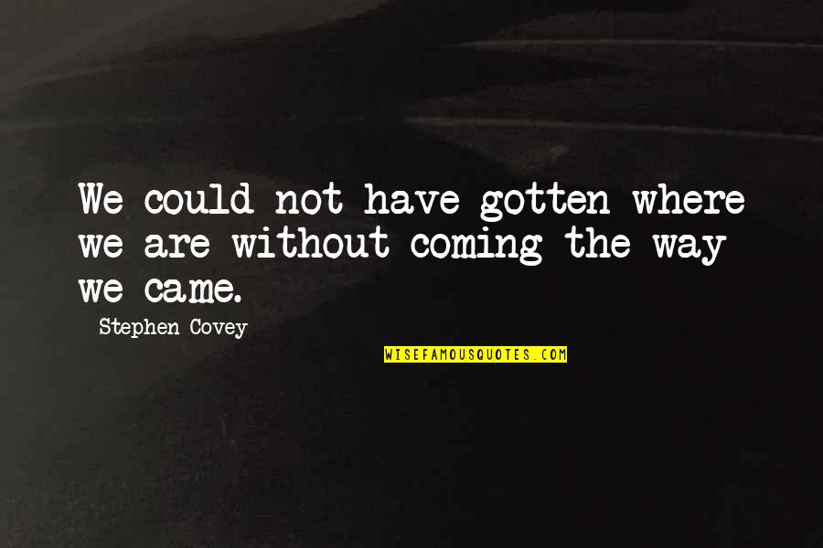 Daddy First Love Quotes By Stephen Covey: We could not have gotten where we are