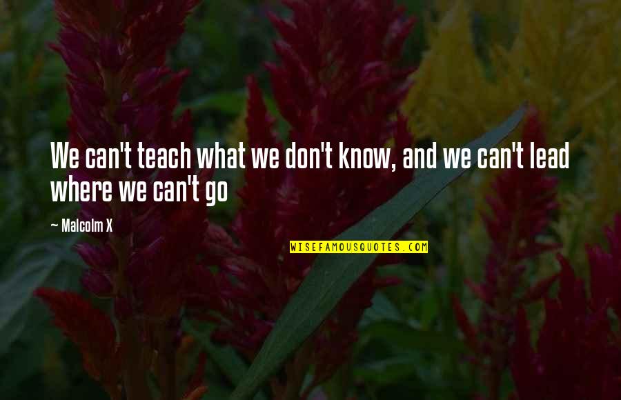 Daehlin Quotes By Malcolm X: We can't teach what we don't know, and