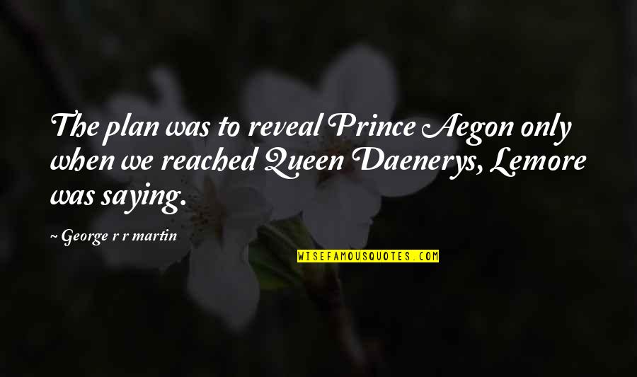 Daenerys Quotes By George R R Martin: The plan was to reveal Prince Aegon only