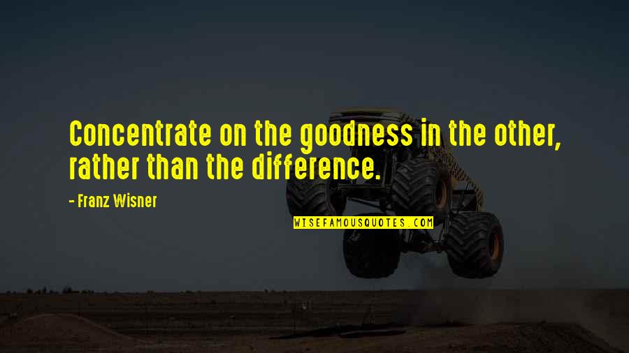 Daesh Terrorist Quotes By Franz Wisner: Concentrate on the goodness in the other, rather